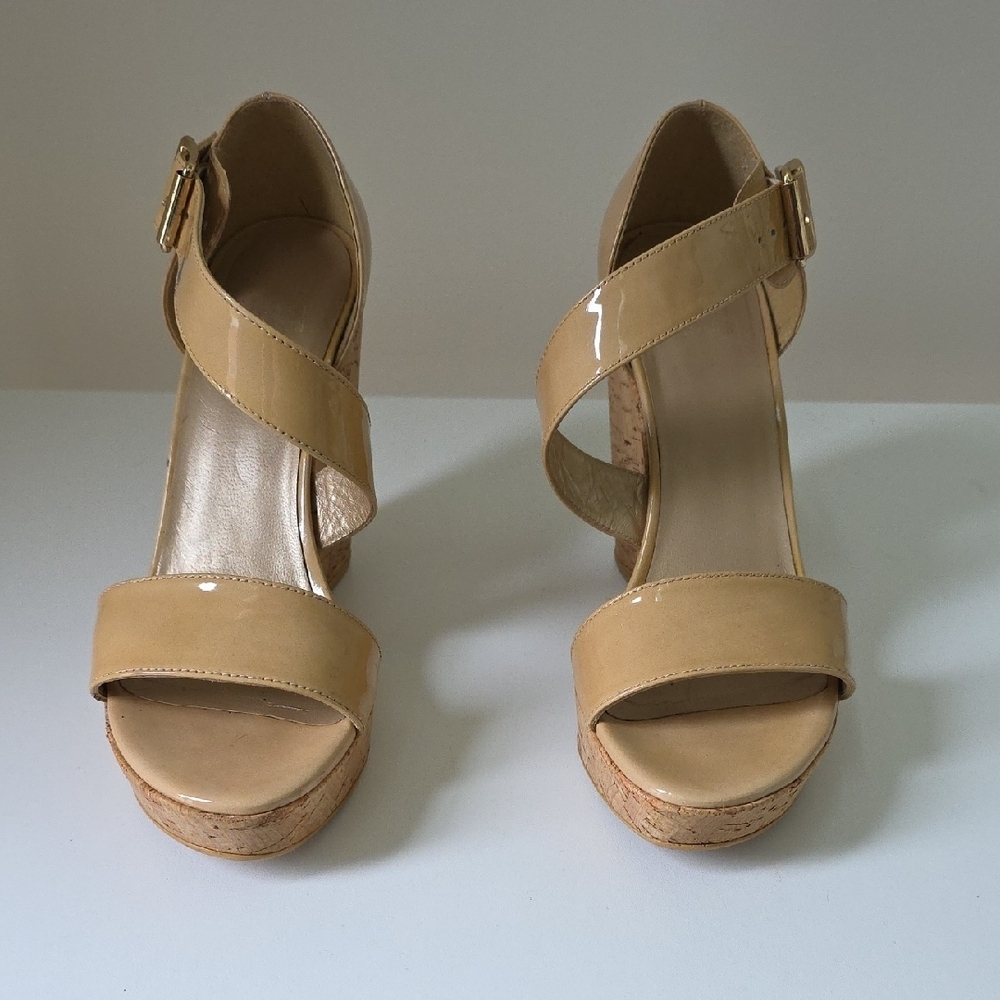 Stuart Weitzman Tan Wedge Sandals.  Size 7 1/2 Medium.